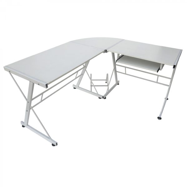 Table d'ordinateur de bureau d'angle - Table d'angle en forme de L - support de clavier et de bureau - VDD World