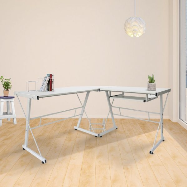 Table d'ordinateur de bureau d'angle - Table d'angle en forme de L - support de clavier et de bureau - VDD World