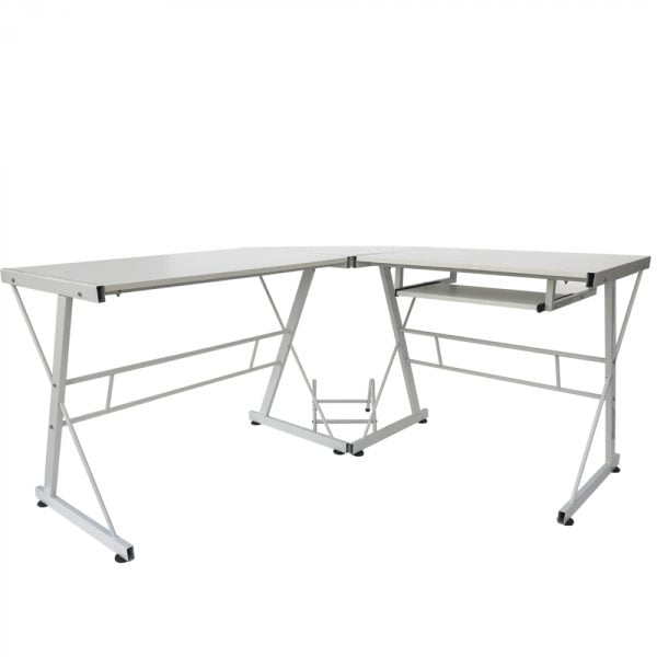 Table d'ordinateur de bureau d'angle - Table d'angle en forme de L - support de clavier et de bureau - VDD World