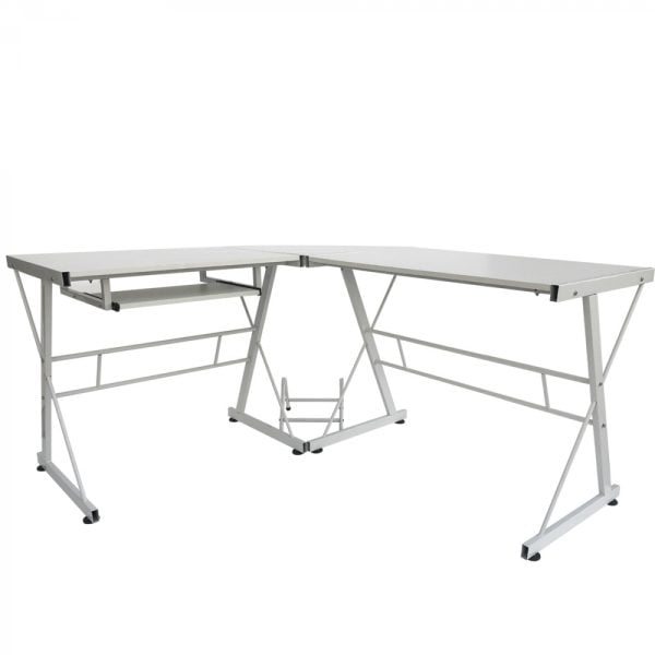 Table d'ordinateur de bureau d'angle - Table d'angle en forme de L - support de clavier et de bureau - VDD World