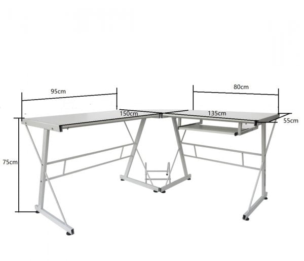 Table d'ordinateur de bureau d'angle - Table d'angle en forme de L - support de clavier et de bureau - VDD World