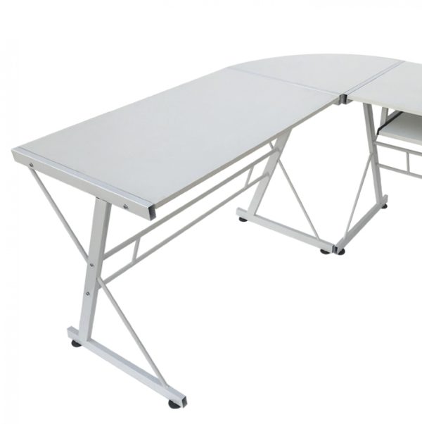 Table d'ordinateur de bureau d'angle - Table d'angle en forme de L - support de clavier et de bureau - VDD World