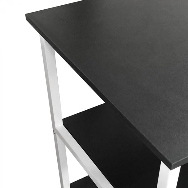 Table d'ordinateur de bureau - avec étagères de rangement - largeur 110 cm - blanc noir - VDD World