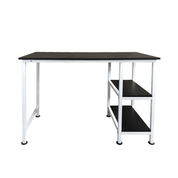 Table d'ordinateur de bureau - avec étagères de rangement - largeur 110 cm - blanc noir - VDD World