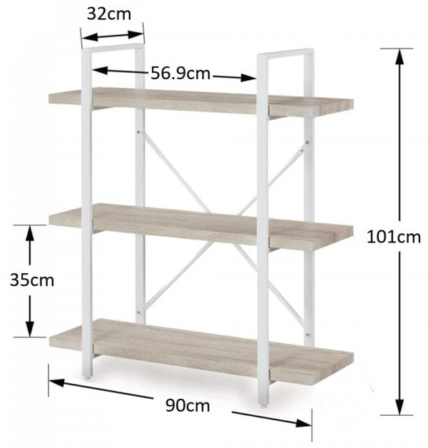 Armoire murale Tough métal bois design industriel bibliothèque ouverte 101 cm de haut blanc - VDD World