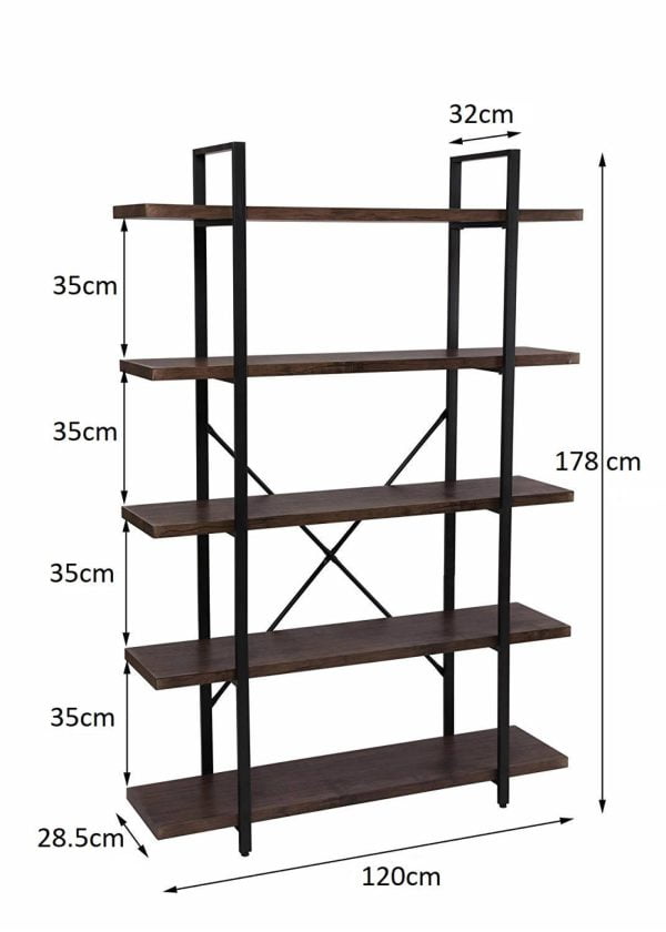 Armoire murale bibliothèque Tough design industriel métal métal 178 cm haut noir - VDD World