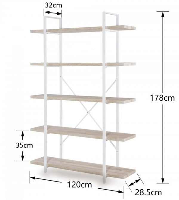 Armoire murale bibliothèque Tough design industriel métal bois 178 cm de haut blanc - VDD World