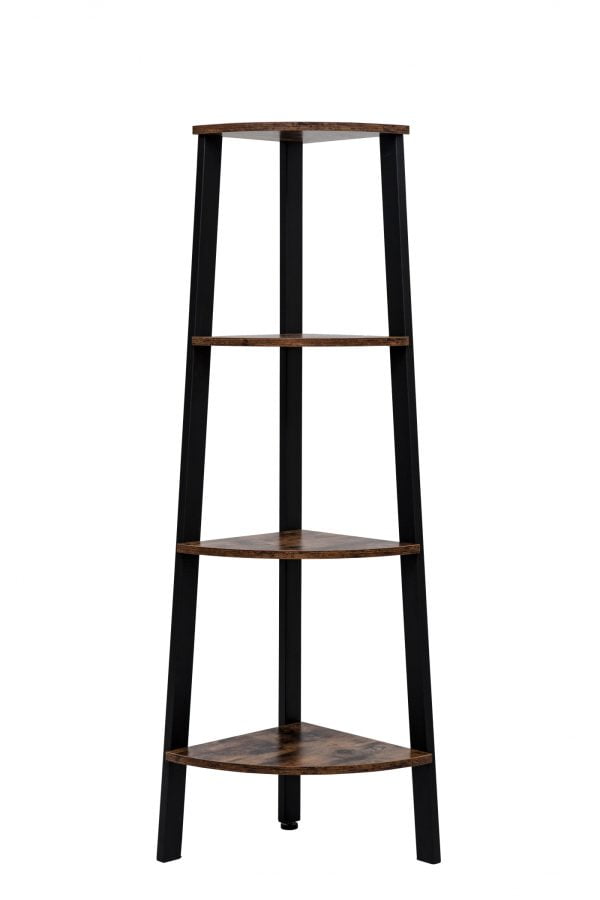 Meuble d'angle Bibliothèque design industriel bois métal robuste 125 cm de haut noir - VDD World