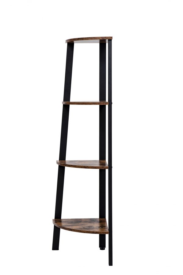 Meuble d'angle Bibliothèque design industriel bois métal robuste 125 cm de haut noir - VDD World