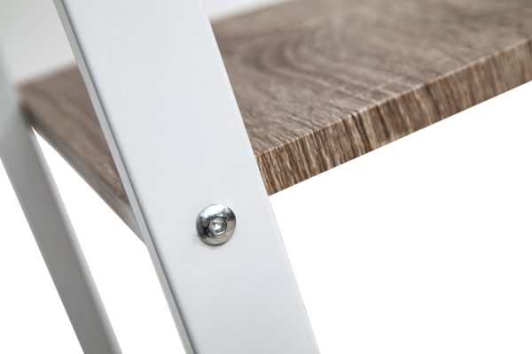 Meuble d'angle Bibliothèque design industriel bois métal robuste 125 cm de haut blanc - VDD World