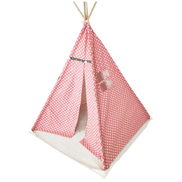 Tente de jeu tipi Wigwam Floortje - Tente indienne - avec coussin de sol - lin et coton - rose - VDD World