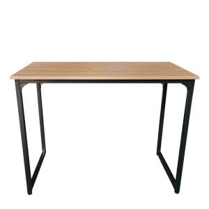 Bureau d'angle Stoer - Table d'ordinateur en forme de L - métal blanc avec bois brun - VDD World