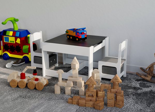 Table pour enfants avec 2 chaises - table de jeu - table à dessin - table de construction - VDD World