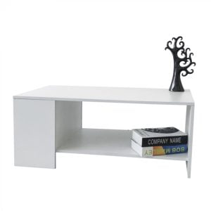 Bureau table ordinateur Tough - table d'appoint - design moderne industriel - métal bois - blanc - VDD World