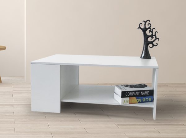 Table basse - table d'appoint avec rangement - blanc - VDD World