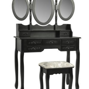 Coiffeuse - bureau de maquillage - coiffeuse - miroir pliant et 2 tiroirs - marron - VDD World