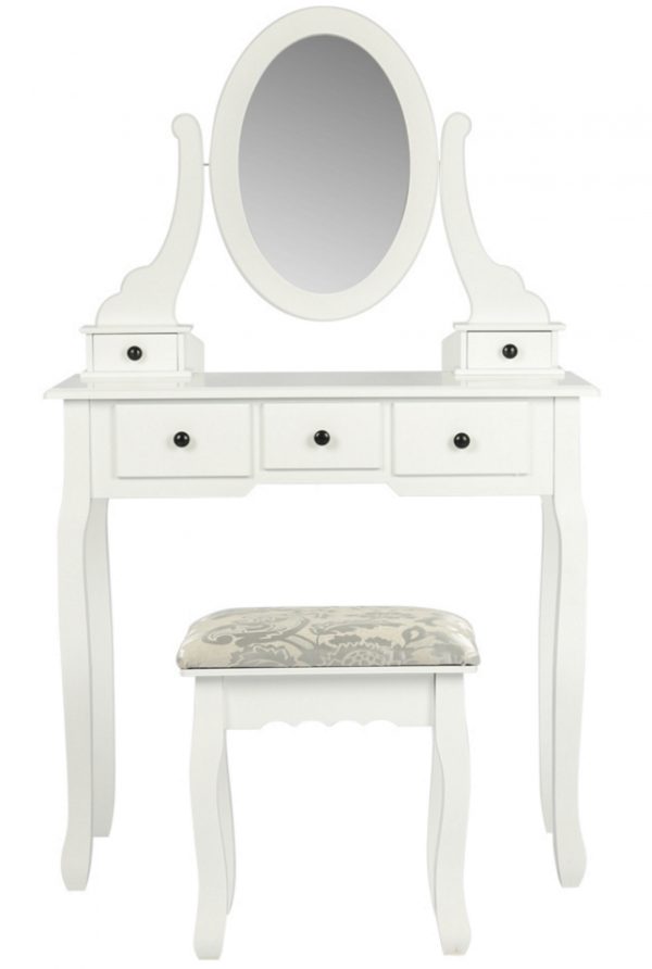 Coiffeuse - maquillage maquillage table de maquillage - coiffeuse - miroir et tabouret - blanc - VDD World