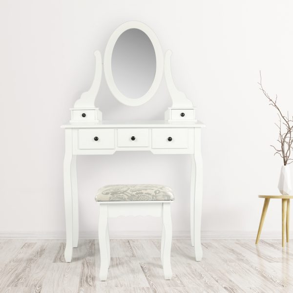 Coiffeuse - maquillage maquillage table de maquillage - coiffeuse - miroir et tabouret - blanc - VDD World