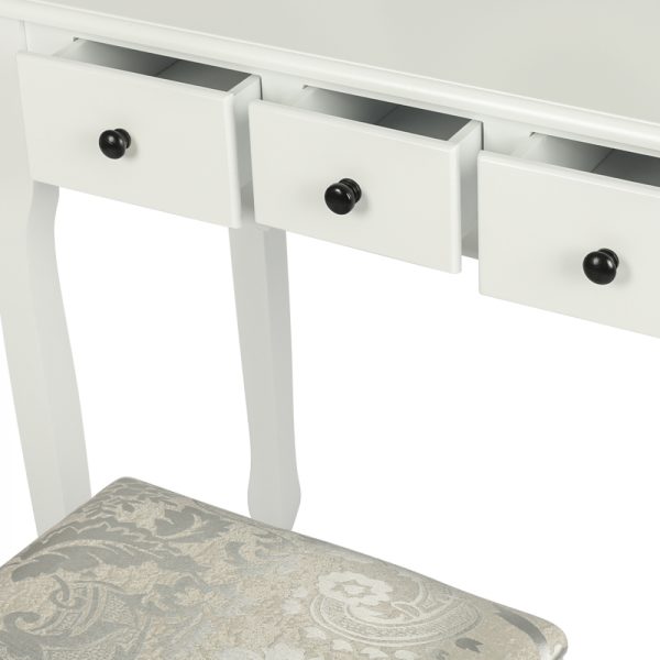 Coiffeuse - maquillage maquillage table de maquillage - coiffeuse - miroir et tabouret - blanc - VDD World