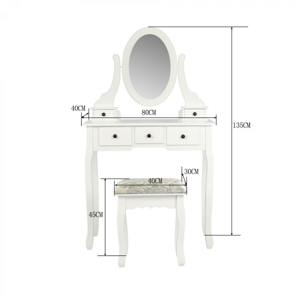 Coiffeuse - maquillage maquillage table de maquillage - coiffeuse - miroir et tabouret - blanc - VDD World