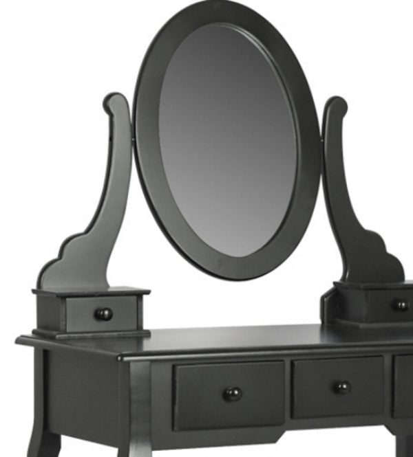 Coiffeuse maquillage table de toilette maquillage avec miroir et tabouret noir - VDD World