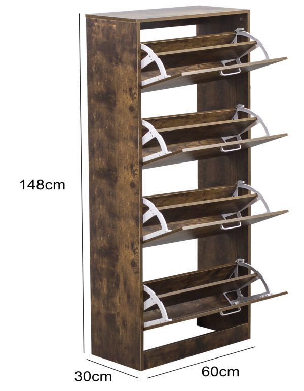 Meuble à chaussures - étagère à chaussures - 4 compartiments avec portes abattantes - VDD World