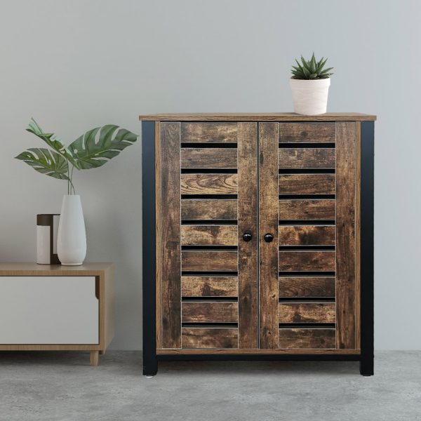 Buffet industriel vintage Tough design - armoire murale meuble de rangement métal bois - VDD World