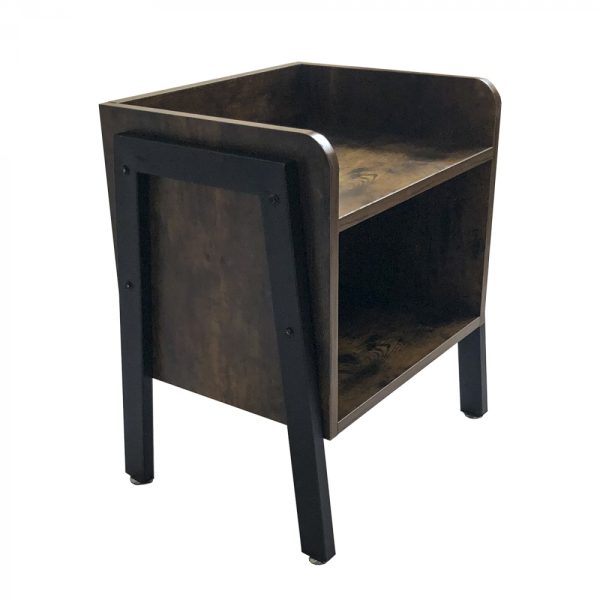 Table de chevet table d'appoint Tough - vintage industriel - métal noir bois marron - VDD World