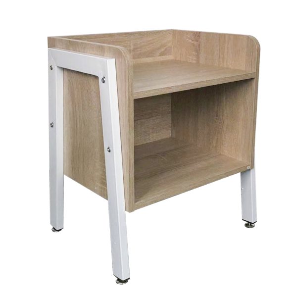 Table de chevet table d'appoint Tough - vintage industriel - métal blanc bois marron - VDD World
