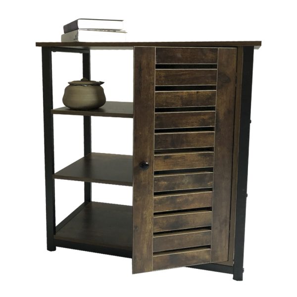 Armoire murale buffet table d'appoint Tough - métal noir bois brun - VDD World