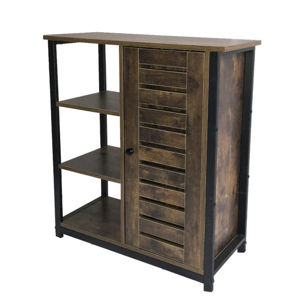 Armoire murale buffet table d'appoint Tough - métal noir bois brun - VDD World