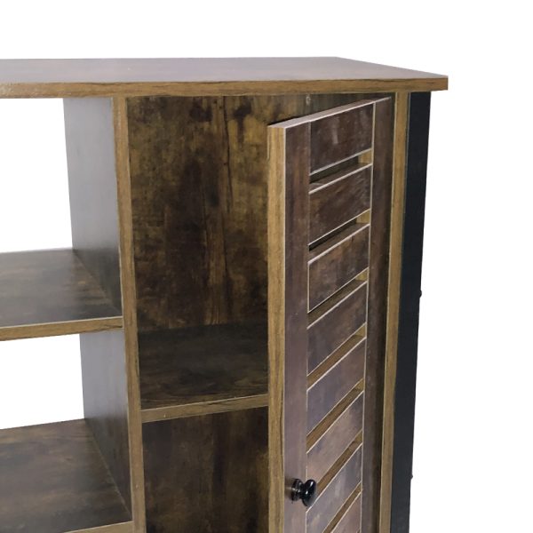 Armoire murale buffet table d'appoint Tough - métal noir bois brun - VDD World