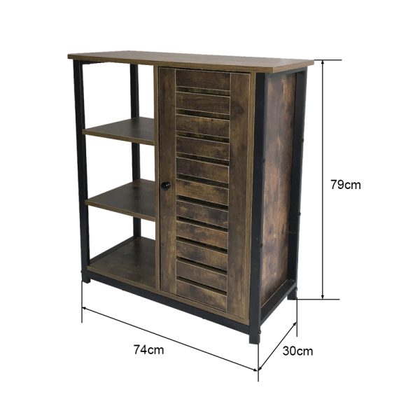 Armoire murale buffet table d'appoint Tough - métal noir bois brun - VDD World