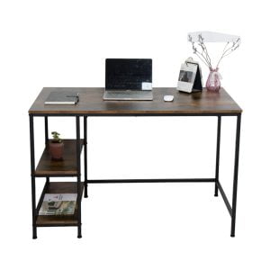 Table d'ordinateur de bureau Design industriel robuste avec étagères de rangement 120 x 60 x