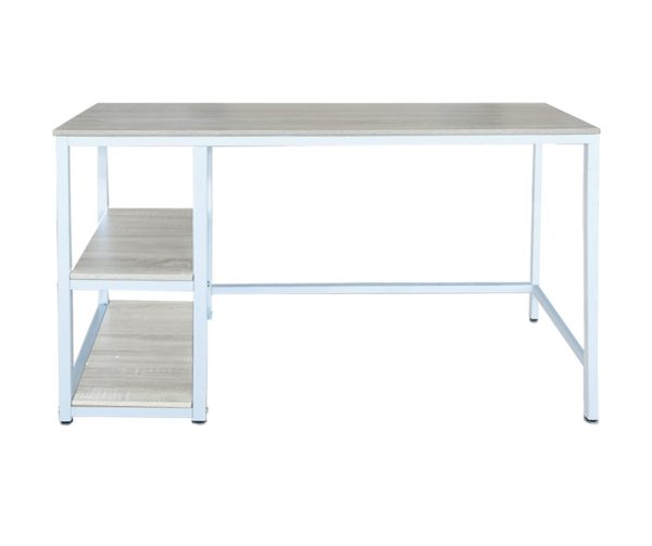 Desk Stoer - table d'ordinateur - design industriel - avec rangement - blanc marron - VDD World