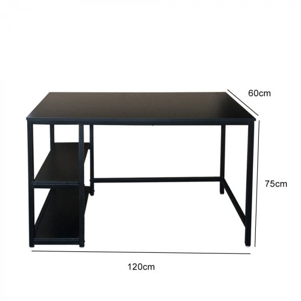 Desk Stoer - table d'ordinateur - design industriel - avec étagères de rangement - noir - VDD World