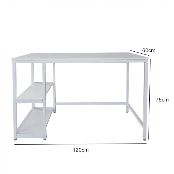 Desk Stoer - table d'ordinateur - design industriel avec étagères de rangement - largeur 120 cm - bl - VDD World