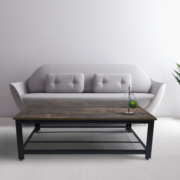 Table basse Tough design industriel métal bois 108 cm x 60 cm - VDD World