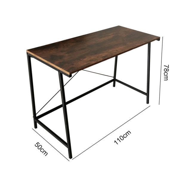 Bureau table ordinateur portable Tough - vintage industriel - métal noir bois marron - VDD World