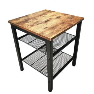 Table d'appoint table basse Tough vintage industriel - métal noir bois marron