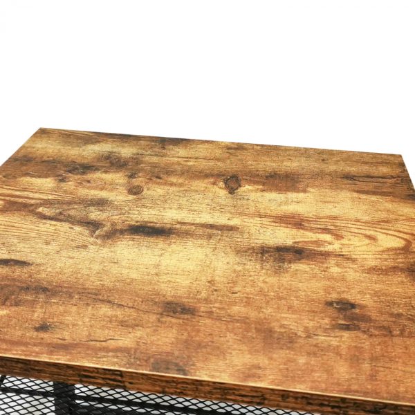 Table d'appoint table basse Tough vintage industriel - métal noir bois marron - VDD World