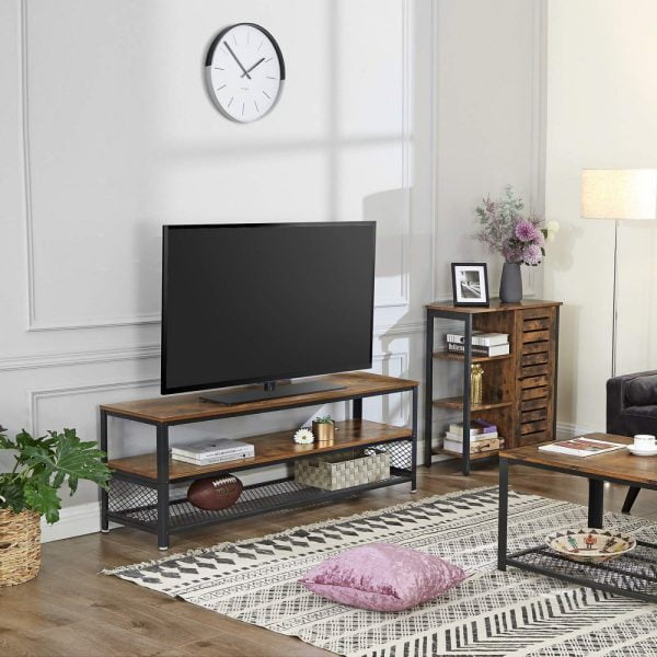 Meuble TV meuble Tough industriel cadre en métal noir de 140 cm de large - VDD World