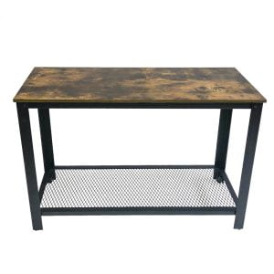 Guéridon table console Tough vintage industriel - métal noir bois marron