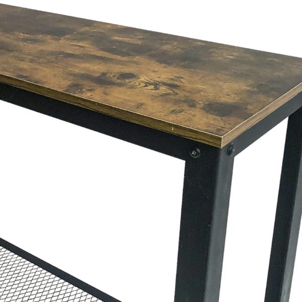 Guéridon table console Tough vintage industriel - métal noir bois marron - VDD World