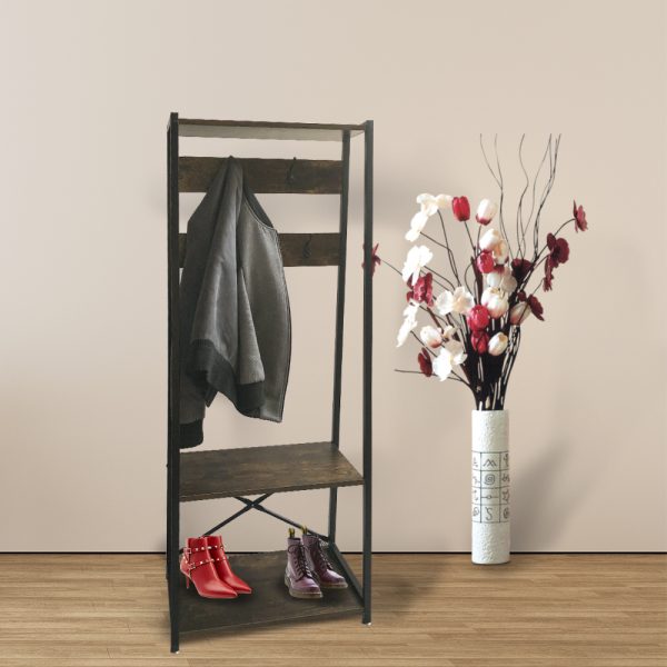 Porte-manteau debout Armoire industrielle robuste avec porte-chaussures 136 cm de haut - VDD World