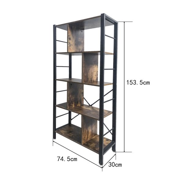 Armoire murale bibliothèque Design industriel robuste métal bois 154 cm de haut - VDD World