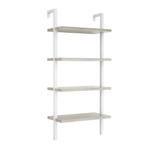 Etagère murale échelle bibliothèque Solide - bois métal industriel - hauteur 152 cm - blanc