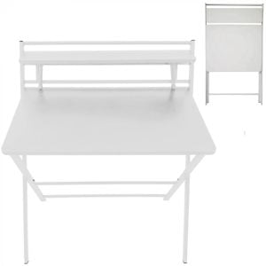 Bureau table d'ordinateur portable pliable Tough - industriel moderne - peu encombrant - blanc