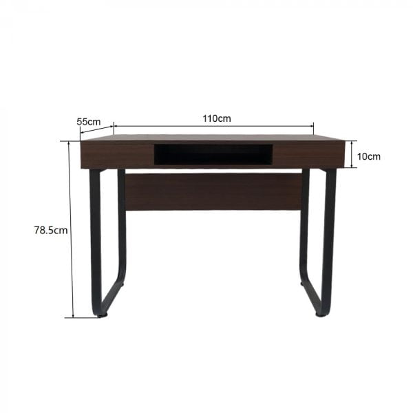 Bureau table ordinateur Tough - table d'appoint - vintage industriel - métal noir bois marron - VDD World