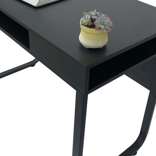 Bureau table d'ordinateur Tough - table d'appoint - industriel moderne - métal noir bois noir - VDD World